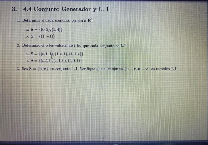 Solved 1. Verifique que los siguientes subconjuntos son