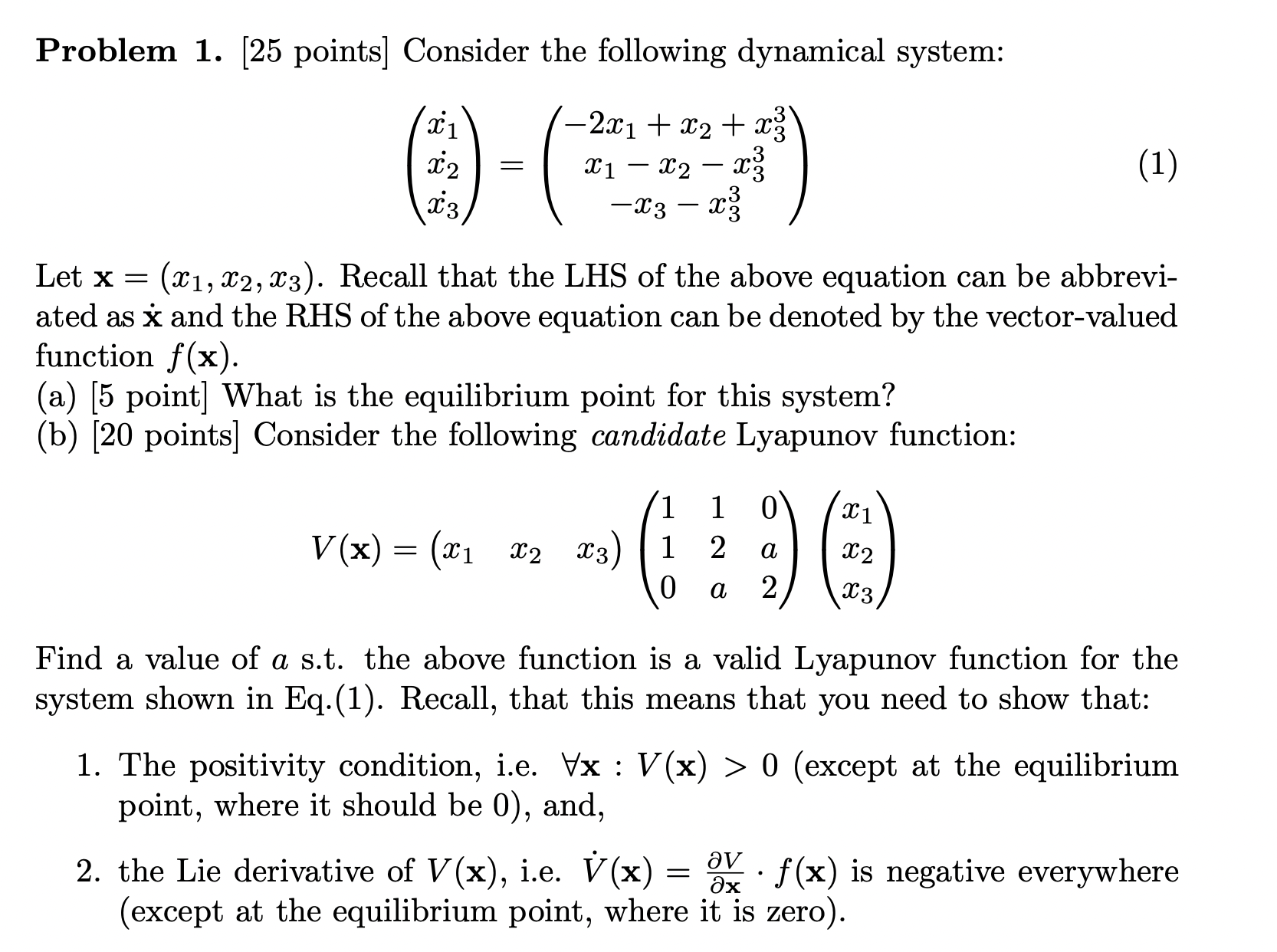 Solved Problem 1. [25 ﻿points] ﻿Consider the following | Chegg.com
