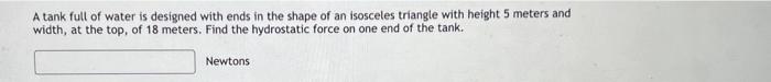 Solved A tank full of water is designed with ends in the | Chegg.com