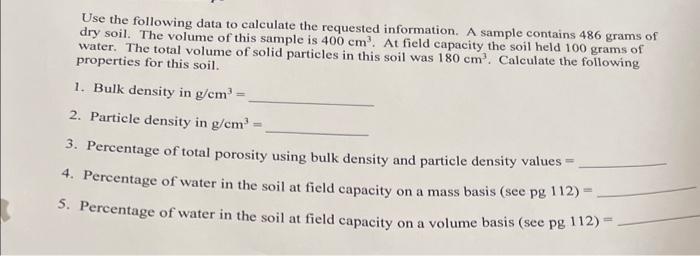 Solved Use the following data to calculate the requested | Chegg.com