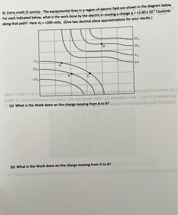 Solved 6) Extra credit (5 points) - The equipotential lines | Chegg.com