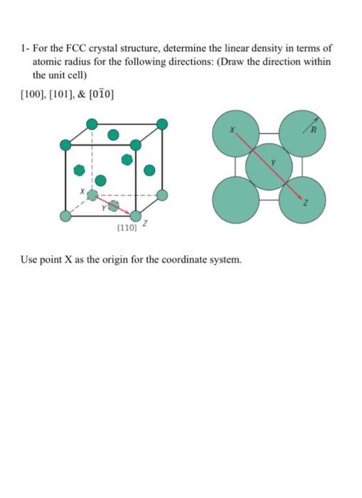 Solved 1- For the FCC crystal structure, determine the | Chegg.com