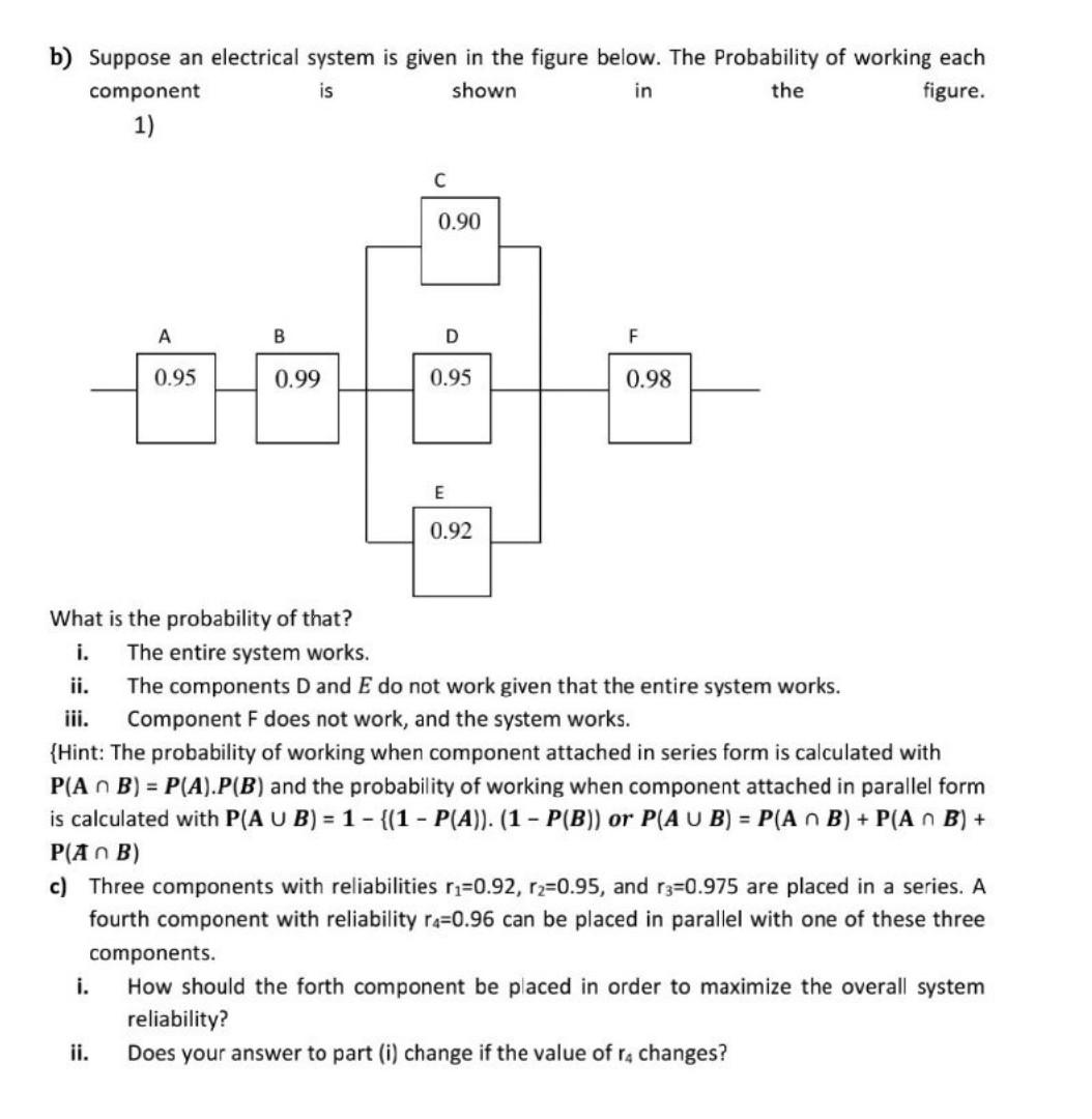 Solved B) Suppose An Electrical System Is Given In The | Chegg.com