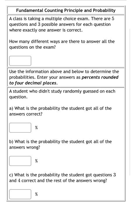 Solved Fundamental Counting Principle and Probability A | Chegg.com