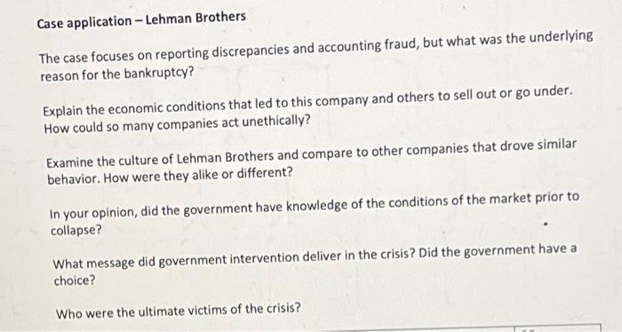 lehman brothers case study answers