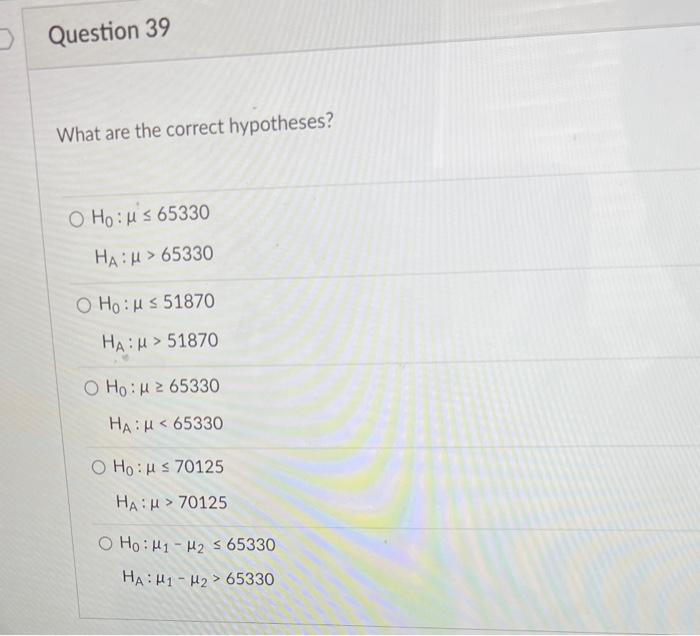 Solved For questions 38 through 45 , refer to the following: | Chegg.com
