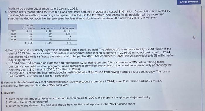 Solved Fine Is To Be Paid In Equal Amounts In 2024 And 2025 Chegg Com   Image