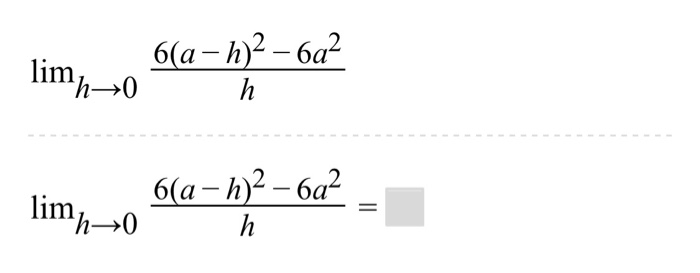 Solved 6 A H2 6a2 H 0 M 6 A H 2 6a Limh40 N Chegg Com