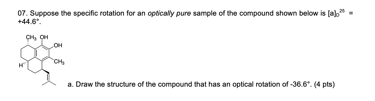 Solved Suppose the specific rotation for an ﻿optically pure | Chegg.com