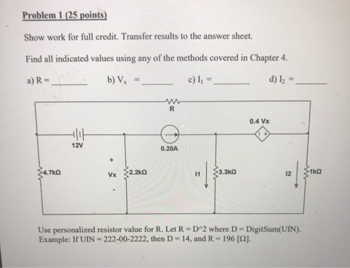 Solved Problem 1 (25 points) Show work for full credit. | Chegg.com