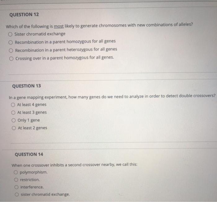 Solved QUESTION 15 Genes and D are on the same chromosome | Chegg.com
