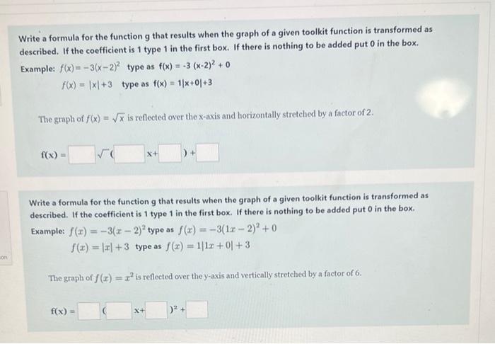 Solved Write a formula for the function g that results when | Chegg.com