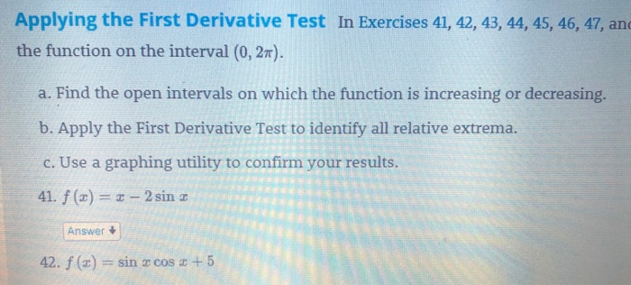 Solved Applying the First Derivative Test In Exercises 41, | Chegg.com