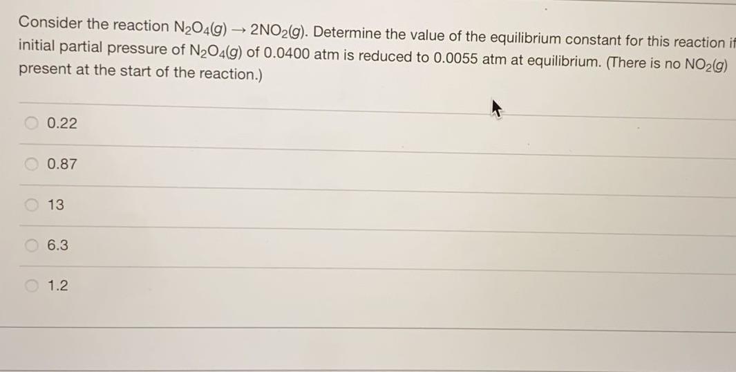 Solved Consider the reaction N204(g) → 2NO2(g). Determine | Chegg.com