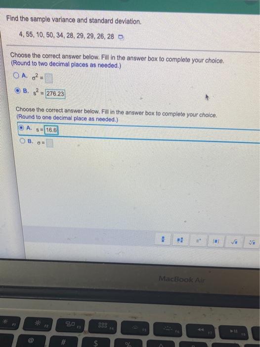Solved Find the sample variance and standard deviation. | Chegg.com
