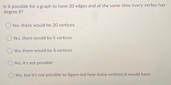 Solved Is it possible for a graph to have 20 edges and at | Chegg.com