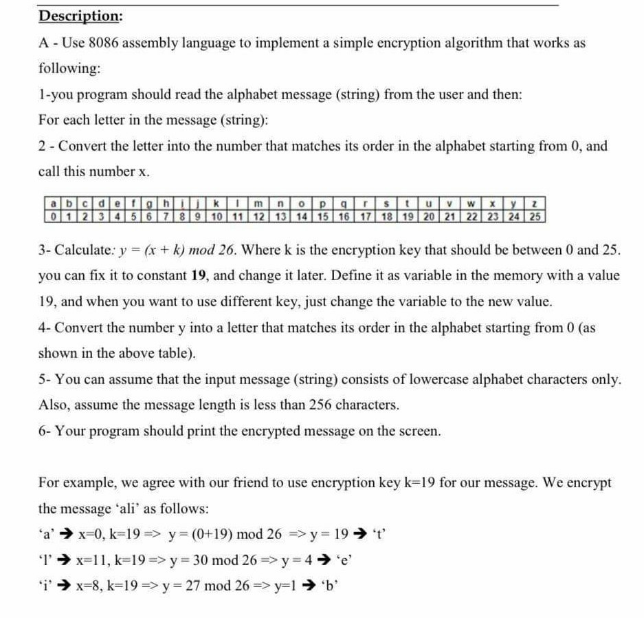 Solved Description: A - Use 8086 Assembly Language To | Chegg.com