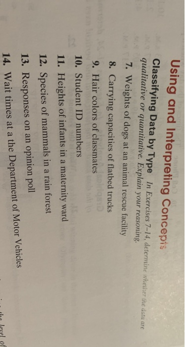 Solved Using and Interpreting Concepts Classifying Data by | Chegg.com