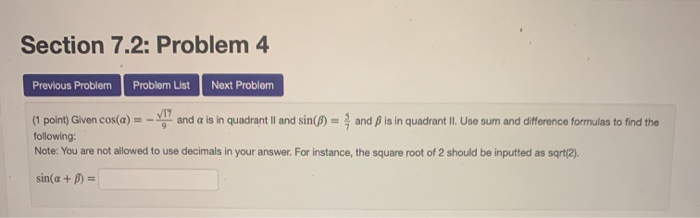 Solved Section 7.2: Problem 4 Previous Problem Problem List | Chegg.com