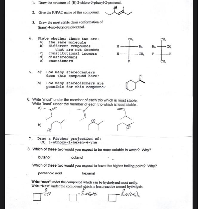 Solved 1. Draw the structure of (E) | Chegg.com