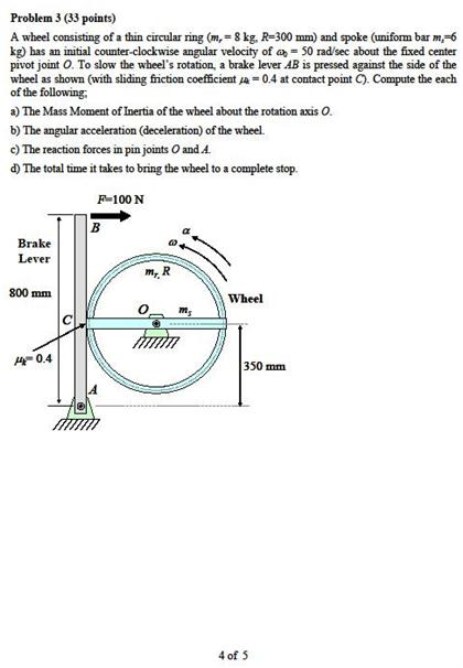 Solved A wheel consisting of a thin circular ring (m, = 8 | Chegg.com