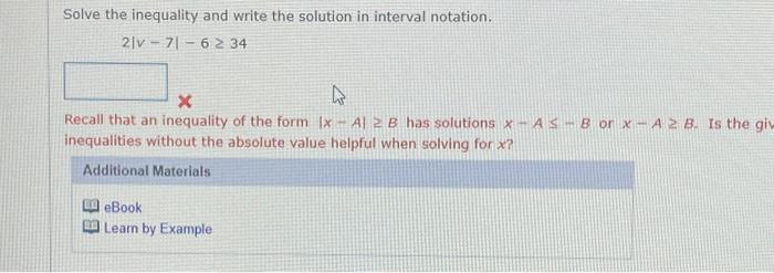 Solved Solve the inequality and write the solution in | Chegg.com