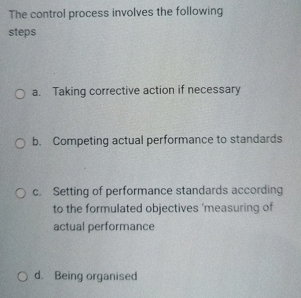 Solved The control process involves the following stepsa. | Chegg.com