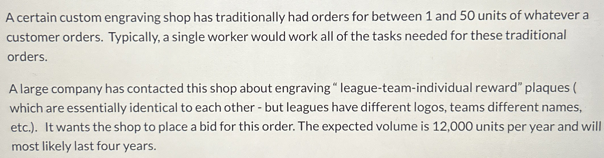 Solved A certain custom engraving shop has traditionally had