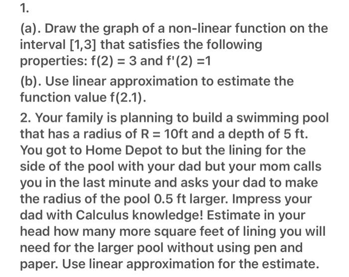 Solved (a). Draw the graph of a non-linear function on the | Chegg.com