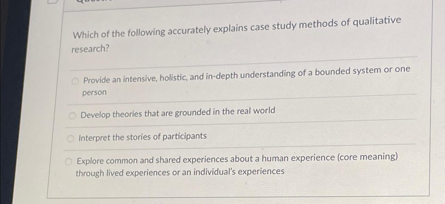 Solved Which of the following accurately explains case study | Chegg.com