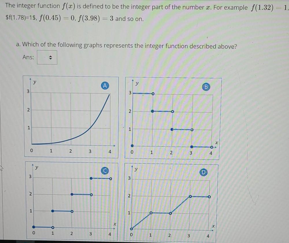 Solved The integer function f(x) is defined to be the | Chegg.com