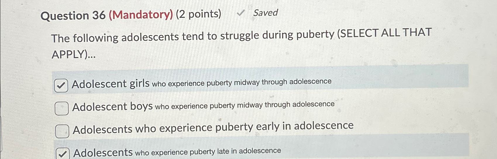 Solved Question 36 Mandatory 2 ﻿points ﻿savedthe