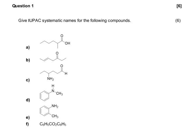 Solved Question 1[6]Give IUPAC systematic names for the | Chegg.com