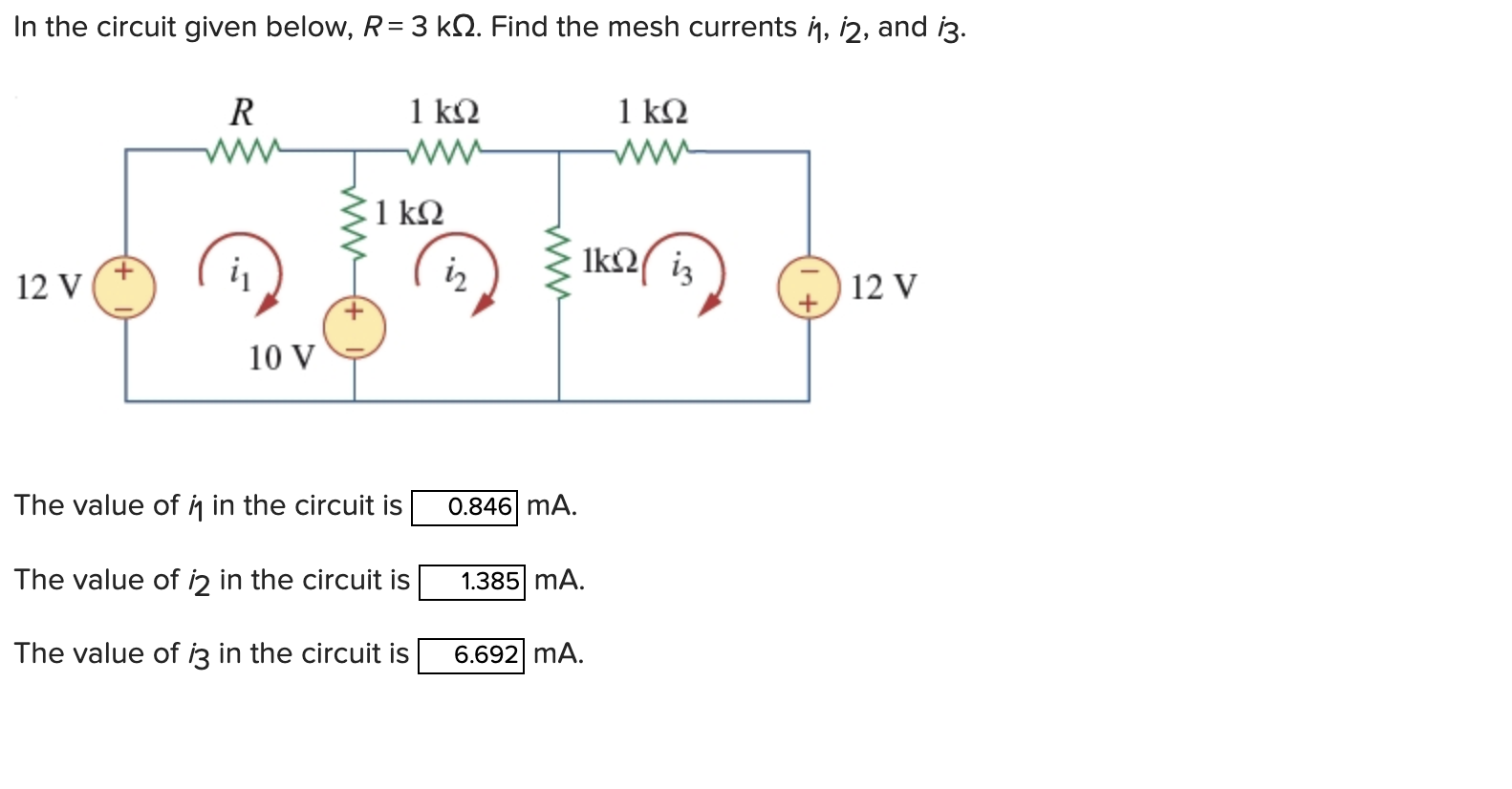 Solved In ﻿the circuit given below, R=3kΩ. ﻿Find the mesh | Chegg.com