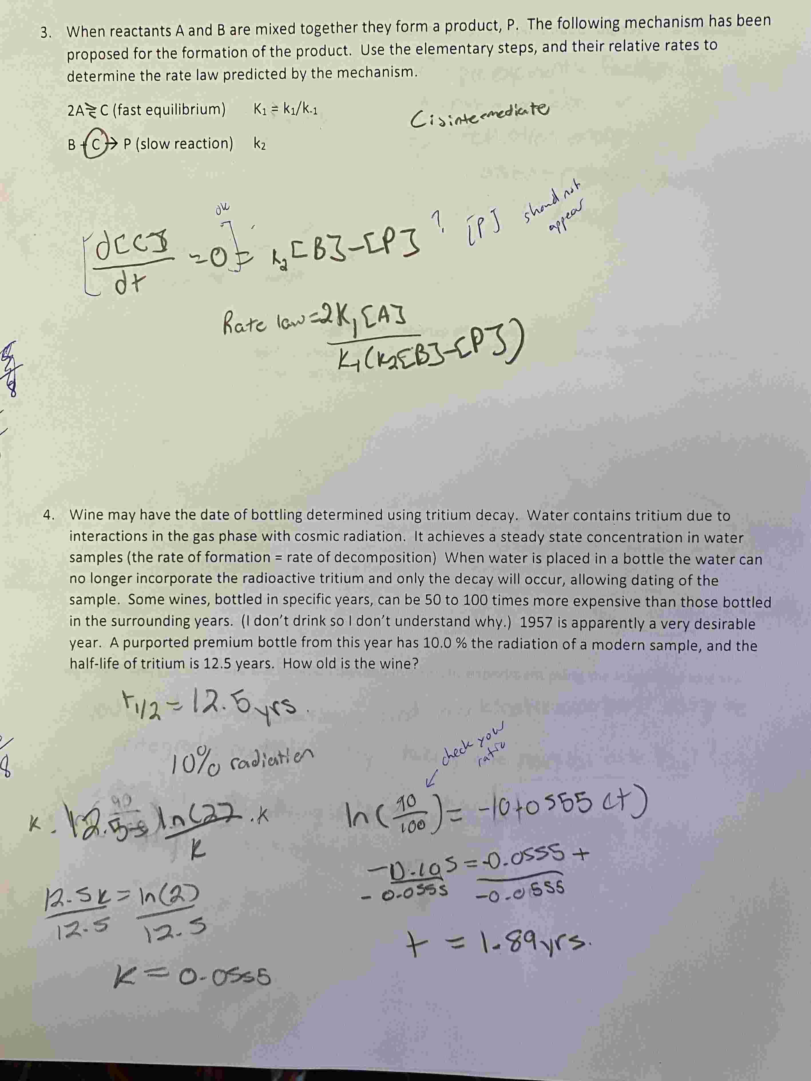 Solved When reactants A and B ﻿are mixed together they form | Chegg.com
