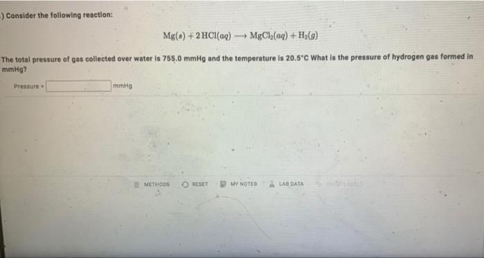  Consider The Following Reaction Mg s 2 HCl a Chegg