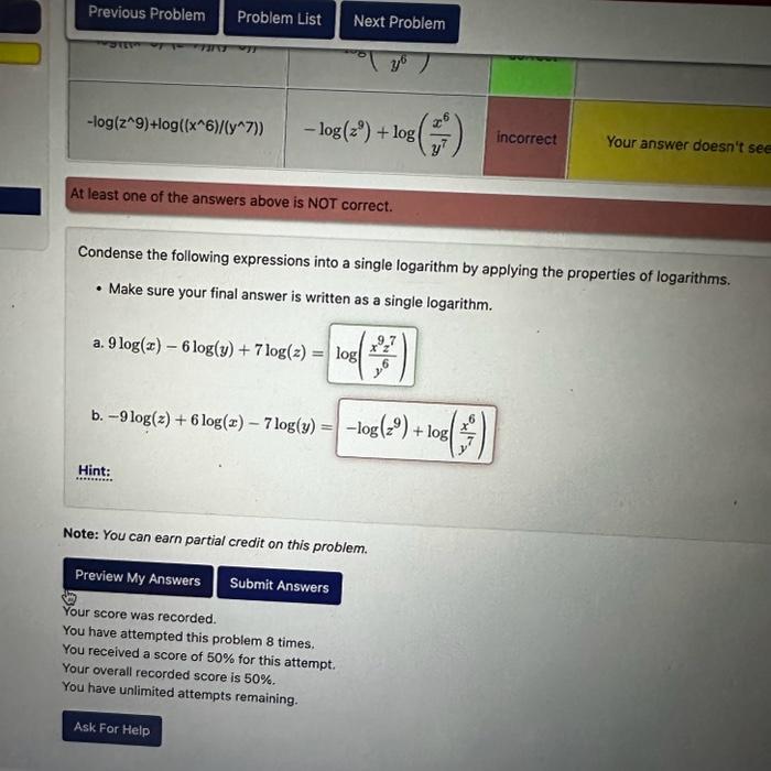 Solved At least one of the answers above is NOT correct. | Chegg.com
