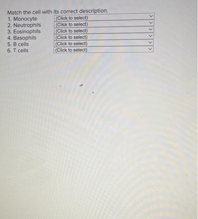 Solved Match the cell with its correct description. 1. | Chegg.com
