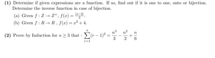 Solved (1) Determine if given expressions are a function. If | Chegg.com