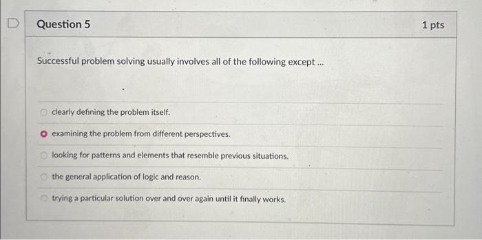 Solved Successful problem solving usually involves all of | Chegg.com