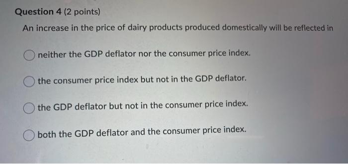 Solved Question 4 (2 points) An increase in the price of | Chegg.com
