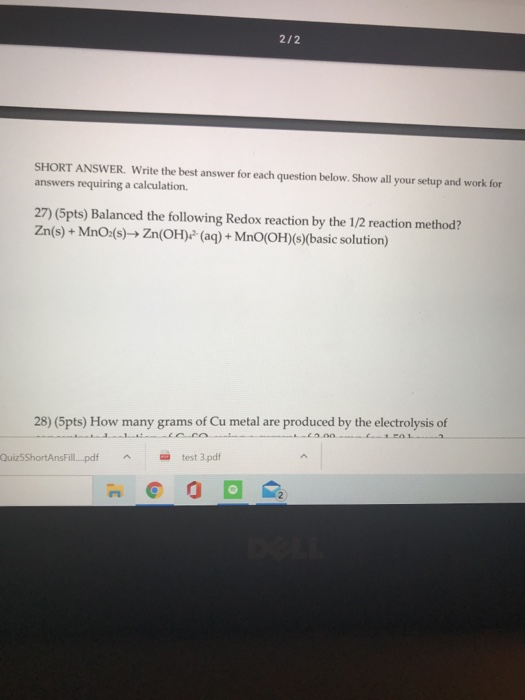 Solved 2/2 SHORT ANSWER. Write the best answer for each | Chegg.com