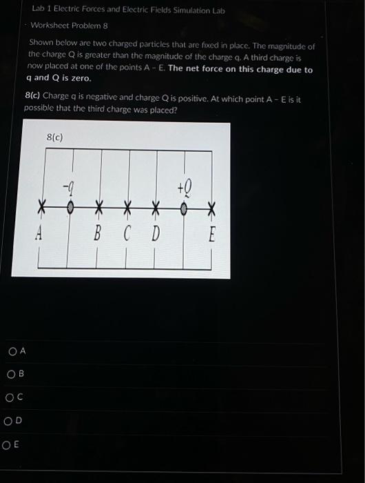 Solved Question 1 0.5 pts Lab 1 Electric Forces and Electric | Chegg.com