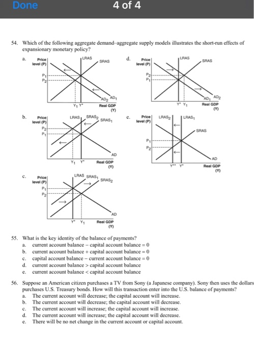 Solved Done 4 of 4 54. Which of the following aggregate | Chegg.com