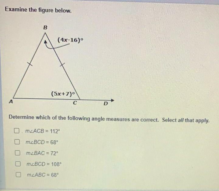 Solved Examine The Figure Below. B (4x-16) (5x+7) A с D | Chegg.com