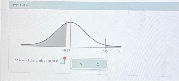 Solved Part 3 of 4 The area of the shaded region | Chegg.com