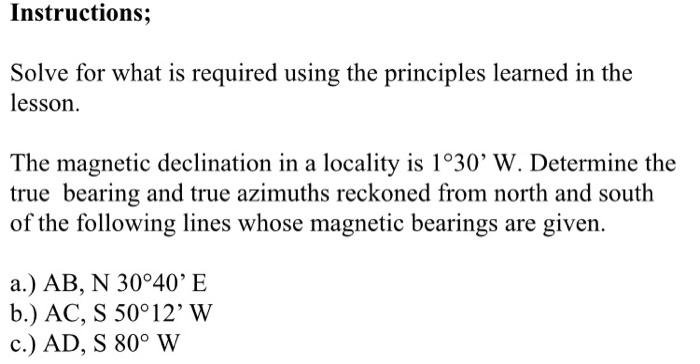 Solved Instructions; Solve for what is required using the | Chegg.com