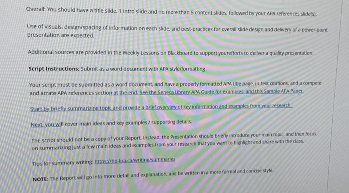Assignment Content Slide Design (PowerPoint) & Script | Chegg.com