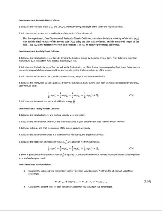 Dne Dimensional, Perfectly Elastic Collision: 1. | Chegg.com