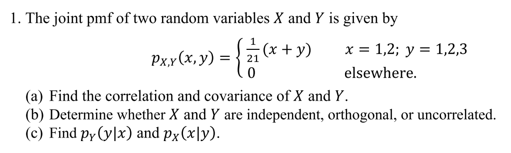 Solved The Joint Pmf Of Two Random Variables X ﻿and Y ﻿is 8474